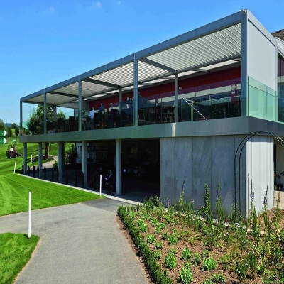 Shang Hai  Louver Kits garden gazebo black metal pergola Pool with glass window