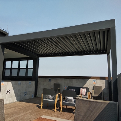 Outdoor waterproof motorized pavilion aluminium pergola with led light strip