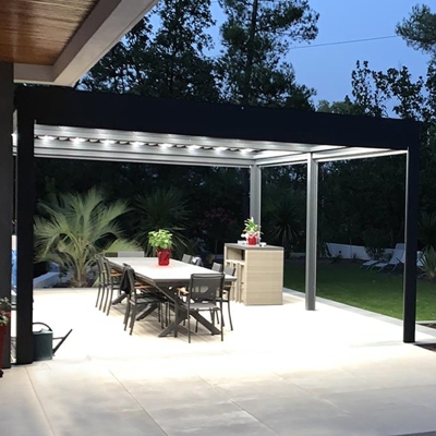 Motorized bioclimatic outdoor modern adjust louver electric sunscreen pergola design
