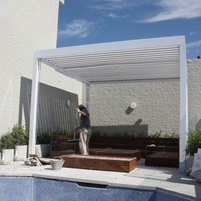 Aluminum motorized waterproof pergola awnings kit for kitchen