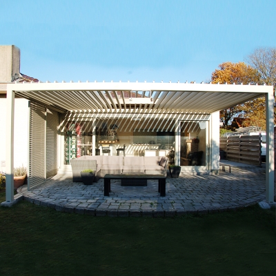 Sun shade outdoor opening roof bioclimatic motorized pergola