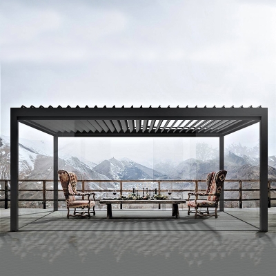 Automatic roof louver shading roof garden metal motorized pergola