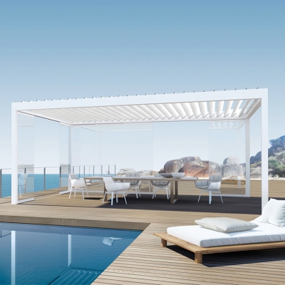 Home Deport Hot Sell Patio Cover Rainproof And Sunshade Aluminum motorized Pergola Louver Roof