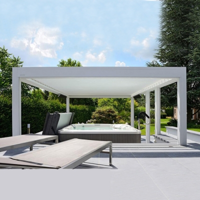 Factory price waterproof motorized pergola with aluminum lamella