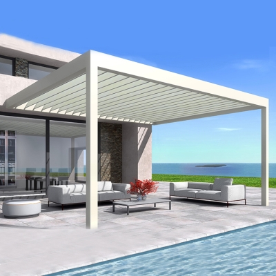 Motorized sunshade patio garden waterproof aluminum louver roof bioclimatique pergola