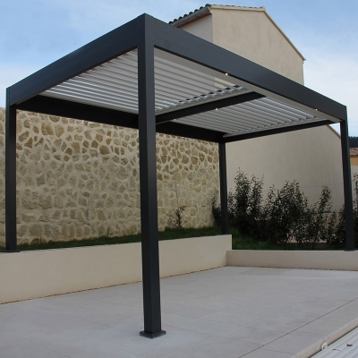 Bioclimatic awning wall mounted balcony louver shutter pergola with roof