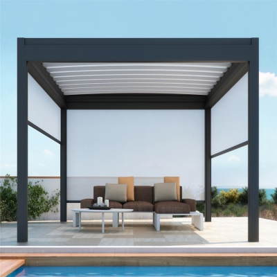 Motorized rainproof patio roof veranda aluminum pergola with rain sensor