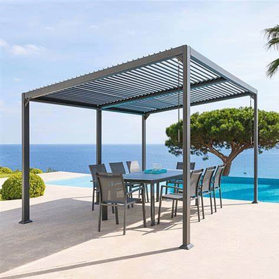 Heavy-duty motorized outdoor pergola roof louver design