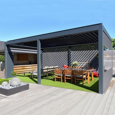 Aluminum louvre roof garden terrace roof electric folding pergola motorized