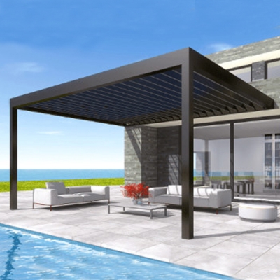 5x6 Aluminum Waterproof Louver Pergolas With Motorised Side Screen