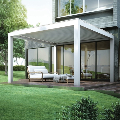 Remote control switch free standing aluminium louvered sunshades patio louver roof