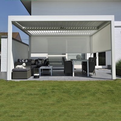 Modern waterproof motorized aluminium pergola awning with side screens