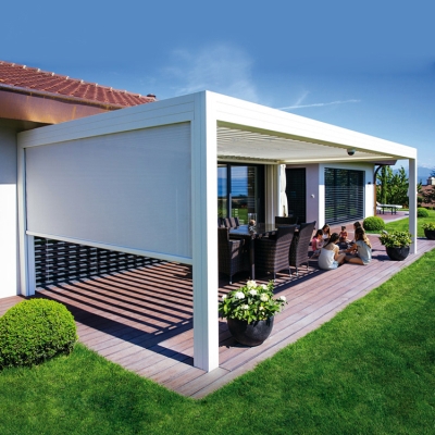 Remote control sun shutter motorized system garden gazebo aluminium pergola louvre roof for pool