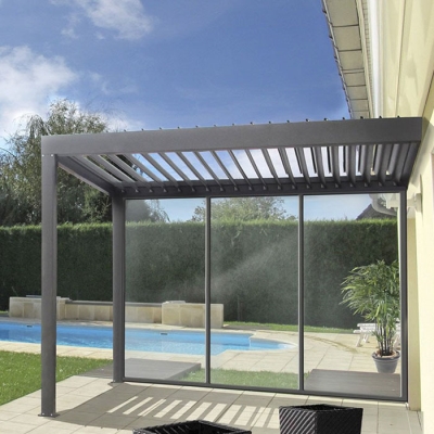 KT Customized modern Louverd  roof gazebo Electric Gazabo  Aluminum Outdoor Pergola with led strip