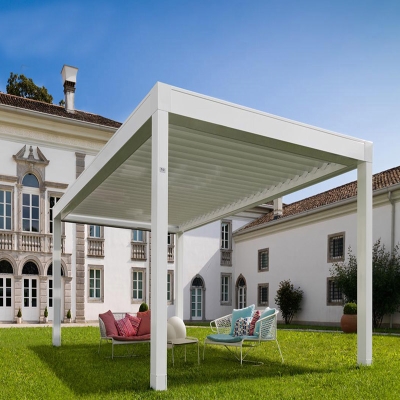 KT Customized modern Louverd  Electric Gazabo  Aluminum Outdoor bioclimate Pergola with led strip