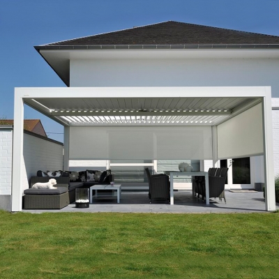 Customizable vergola opening roof sun louver motorised arbours pergola metal