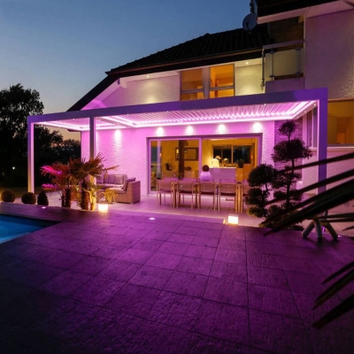 Motorized patio roof deck bioclimatic outdoor waterproof pergola canopy