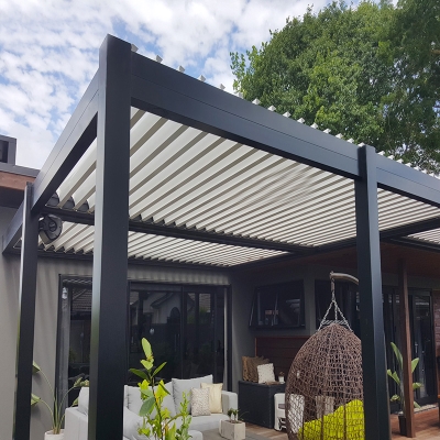 China Supplier Electric Roof Louvre  Remote Shutter Waterproof Aluminum Pergola
