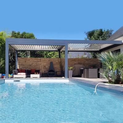 Commerical waterproof building louver roof motorised aluminum awning pergola parts terrace 6x6m