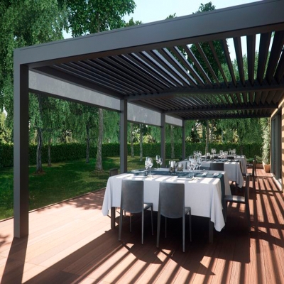Powder Coated Metal Pergola Aluminum Motorized Patio Roof