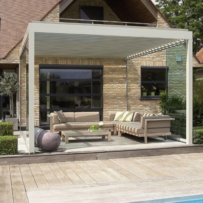 aluminum adjustable exterior automatic sun louvers closing pergola