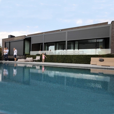 4x4m Easily assembled outdoor electric motorized louvre aluminum metal gazebo pergola