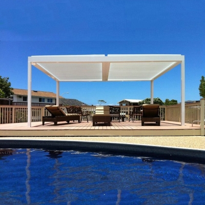 Wall mounted deck louver roof steel garden gazebos pergola for sale