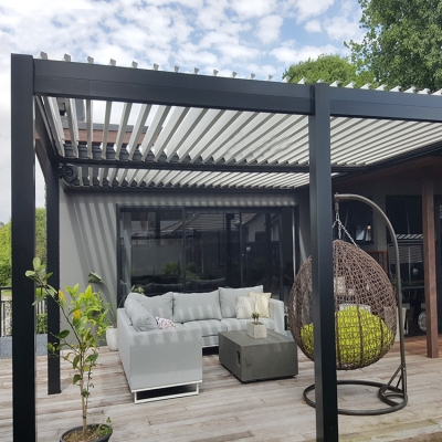 DIY Assembled Operating Louver Pergola Roof In Factory