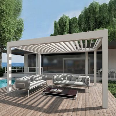 Easily Assembled Motorized Modern Pergola Aluminum With LED Lighting