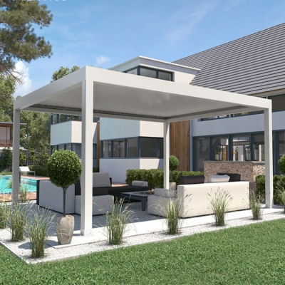 Exterior Roof Metal Gazebo With Retractable Screen Aluminum Pergola Opening Roof