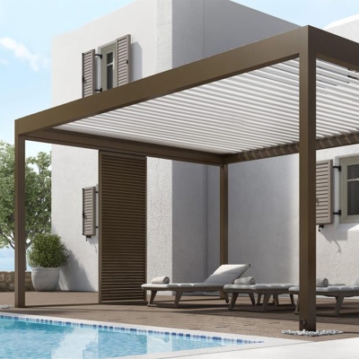 Sunproof motorized outdoor waterproof aluminium patio louver roof metal pergola kits